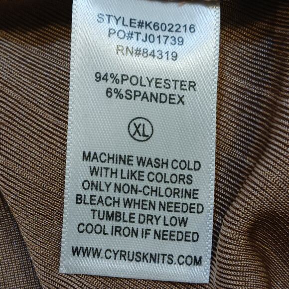 Cyrus Top Women's XL Tan Ribbed Long Sleeve Round Neck Silky NWT - Picture 5 of 9